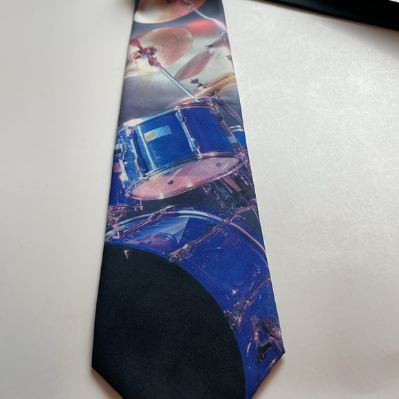 Ralph Marlin Drums Polyester necktie tie 54” X 3 5/8” vintage 1994 music rock - Picture 3 of 8